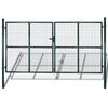 vidaXL Port&atilde;o de cerca com porta dupla 300x150 cm em a&ccedil;o revestido a p&oacute;