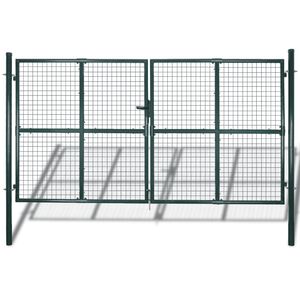 vidaXL Port&atilde;o de cerca com porta dupla 300x150 cm em a&ccedil;o revestido a p&oacute;