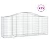 vidaXL Cestos gabi&atilde;o arqueados 25pcs 200x50x80/100cm ferro galvanizado