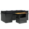 vidaXL 7 pcs conjunto de sof&aacute;s p/ jardim c/ almofad&otilde;es vime PE preto