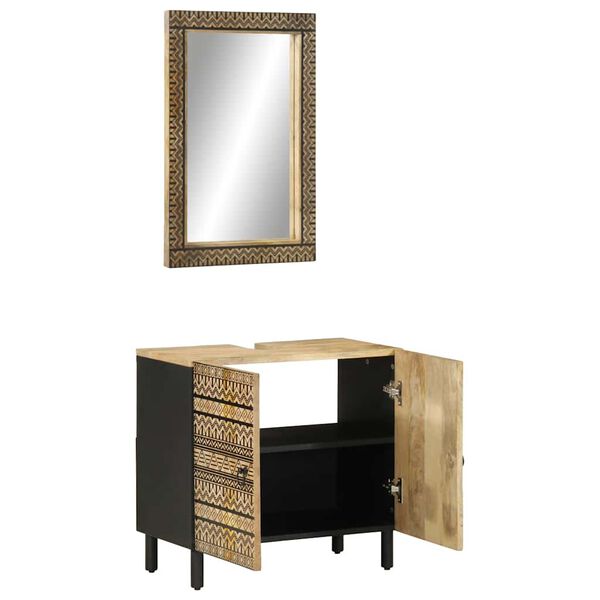 vidaXL 2 pcs conj. m&oacute;veis p/ casa de banho madeira mangueira maci&ccedil;a