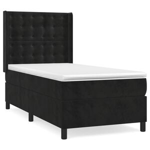 vidaXL Cama com molas/colch&atilde;o 100x200 cm veludo preto