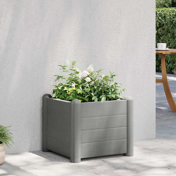 vidaXL Canteiro elevado para jardim PP 43x43x35 cm cinzento pedra