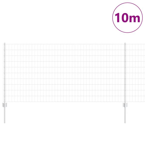 vidaXL Cerca com Poste Prateado 1 x 10 m A&ccedil;o