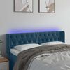 vidaXL Cabeceira cama c/ luzes LED veludo 163x16x78/88 cm azul-escuro