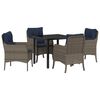 vidaXL Conjunto de Jantar para Jardim 5 pcs Cinzeto vime PE