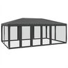 vidaXL Tenda p/ festas 10 paredes laterais malha 6x4 m PEAD antracite