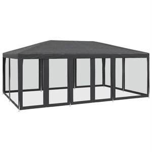 vidaXL Tenda p/ festas 10 paredes laterais malha 6x4 m PEAD antracite