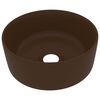 vidaXL Lavat&oacute;rio luxuoso redondo 40x15cm cer&acirc;mica castanho-escuro mate