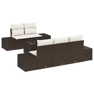 vidaXL Conjunto de Sof&aacute; de Jardim Castanho vime PE