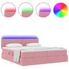 vidaXL Cama com luzes de tira LED Rosa 180 x 200 cm Veludo