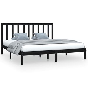 vidaXL Estrutura de cama 200x200 cm pinho maci&ccedil;o preto