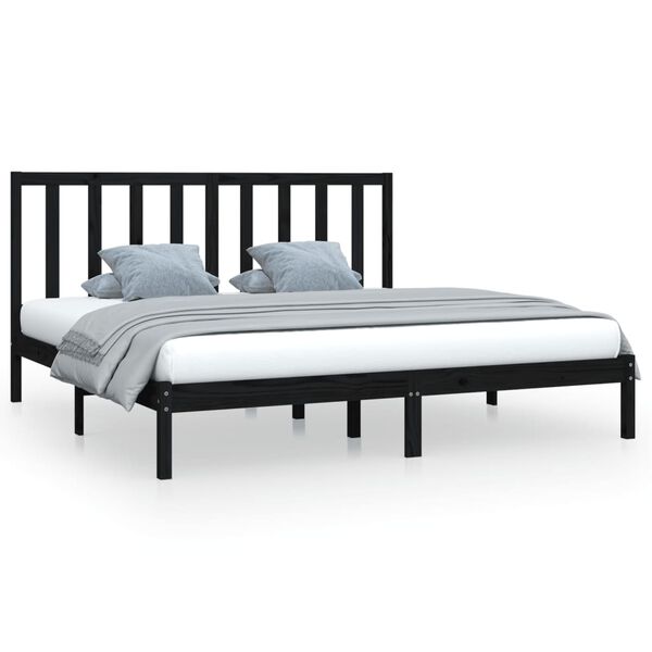 vidaXL Estrutura de cama 200x200 cm pinho maci&ccedil;o preto