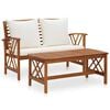 vidaXL 2 pcs conjunto lounge de jardim c/ almofad&otilde;es ac&aacute;cia maci&ccedil;a