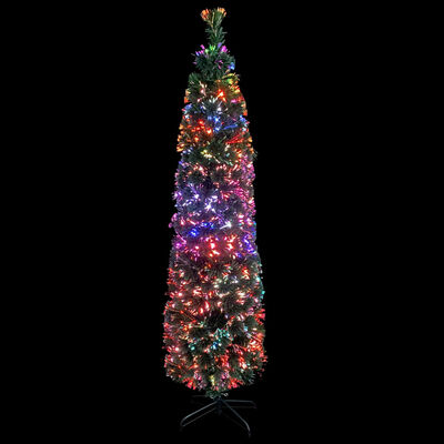 vidaXL Árvore de Natal artificial fina c/ suporte 240 cm fibra ótica