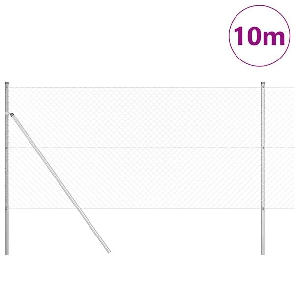 vidaXL Poste de Cerca Prateado 10 x 1,2 m (malha de 40 x 40 mm) A&ccedil;o