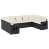 vidaXL 9 pcs conjunto de sof&aacute;s p/ jardim c/ almofad&otilde;es vime PE preto
