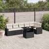 vidaXL 7 pcs conjunto de sof&aacute;s p/ jardim c/ almofad&otilde;es vime PE preto