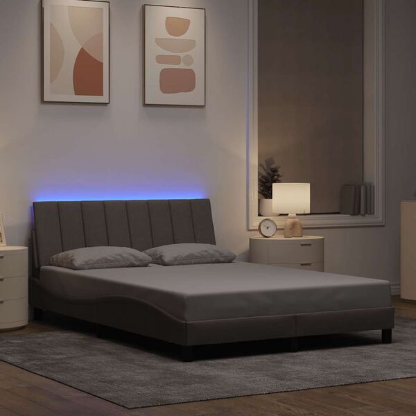 vidaXL Estrutura de cama sem colch&atilde;o Hanko 120x200 cm tecido cinza-acastanhado