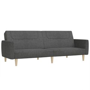 vidaXL Sof&aacute;-cama de 2 lugares tecido cinzento-escuro