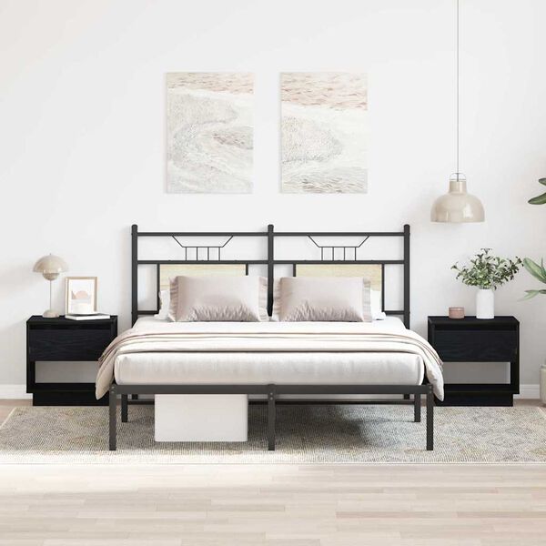 vidaXL Criado-mudo com gaveta 2 pcs Carvalho Preto 45 x 34 x 44 cm