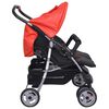 vidaXL Carrinho de beb&eacute; para g&eacute;meos, a&ccedil;o vermelho e preto