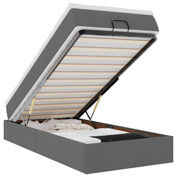 vidaXL Estrutura cama otomana colch&atilde;o 90x190 cm tecido cinzento escuro