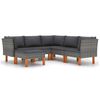 vidaXL 6 pcs conjunto lounge de jardim c/ almofad&otilde;es vime PE cinzento