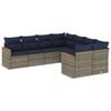vidaXL Conjunto de sof&aacute; de jardim com 8 pe&ccedil;as e almofadas em rattan sint&eacute;tico cinza