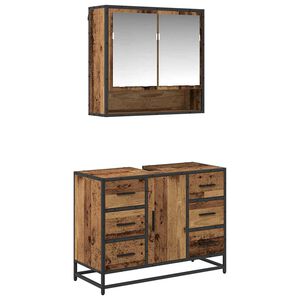 vidaXL Conjunto de M&oacute;veis para Banheiro com porta 2 pcs Madeira Antiga