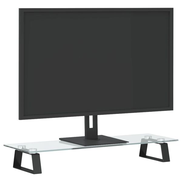 vidaXL Suporte para monitor 60x20x8 cm vidro temperado e metal preto
