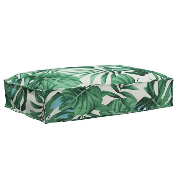 vidaXL Almofada de palete para assento Padr&atilde;o de folhas 60 x 40 x 8 cm