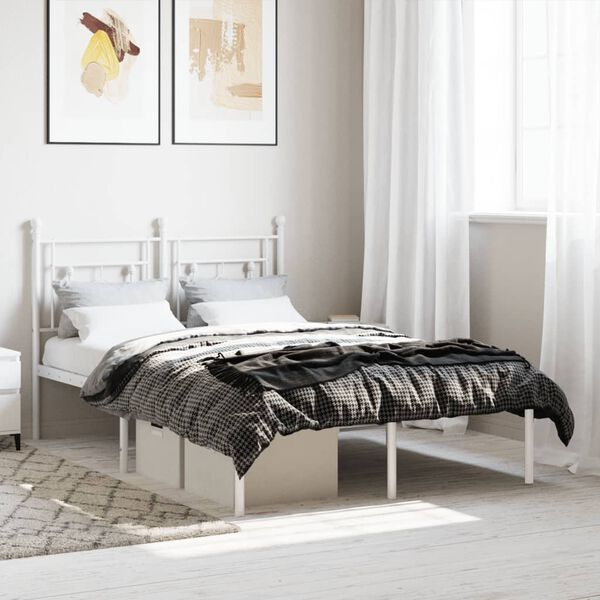 vidaXL Estrutura de cama com cabeceira 120x190 cm metal branco