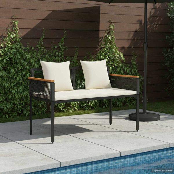 vidaXL Banco de exterior Preto e Branco Creme 117 x 54 x 74.5 cm