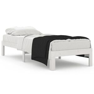 vidaXL Estrutura cama pequena solteiro 75x190 cm madeira maci&ccedil;a branco
