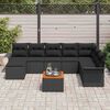 vidaXL Conjunto de Sof&aacute; de Jardim 9 pcs Preto vime PE