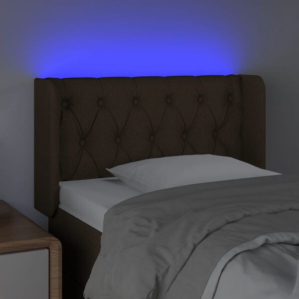 vidaXL Cabeceira de cama c/ luzes LED tecido 83x16x78/88 cm castanho