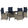 vidaXL Conjunto de Jantar para Jardim 5 unid. Cinza e Preto Vime