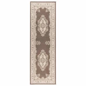 vidaXL Tapete Runner FLORNES Tecido Padr&atilde;o taupe 67 x 200 cm PP 7 mm