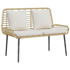 vidaXL Banco de jardim Marrom e Creme vime PE