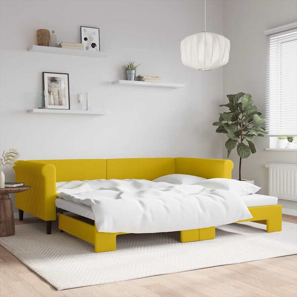 vidaXL Sof&aacute;-cama com gavet&atilde;o 100x200 cm veludo amarelo
