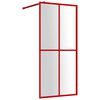 vidaXL Divis&oacute;ria de chuveiro 100x195cm vidro transparente ESG vermelho