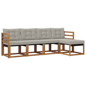 vidaXL Conjunto de Sof&aacute;s para Exterior 5 unid. Cinza Natural e Claro