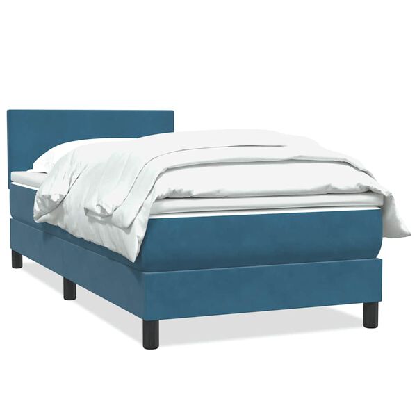 vidaXL Cama com molas/colch&atilde;o 80x220 cm veludo azul-escuro