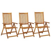 vidaXL Cadeiras de jardim reclináveis 3 pcs madeira de acácia maciça