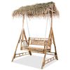 vidaXL Banco de baloi&ccedil;ar 2 lugares bambu c/ folhas de palmeira 202cm
