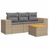 vidaXL 4 pcs conjunto de sof&aacute;s para jardim c/ almofad&otilde;es vime PE bege