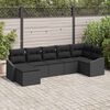 vidaXL Conjunto de Sofá de Jardim com almofada 7 pcs Preto vime PE