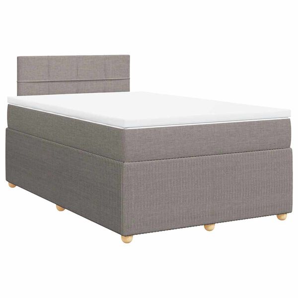 vidaXL Cama boxspring c/ colch&atilde;o 120x190cm tecido castanho-acinzentado