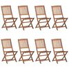vidaXL Cadeiras de jardim dobráveis 8 pcs c/ almofadões acácia maciça